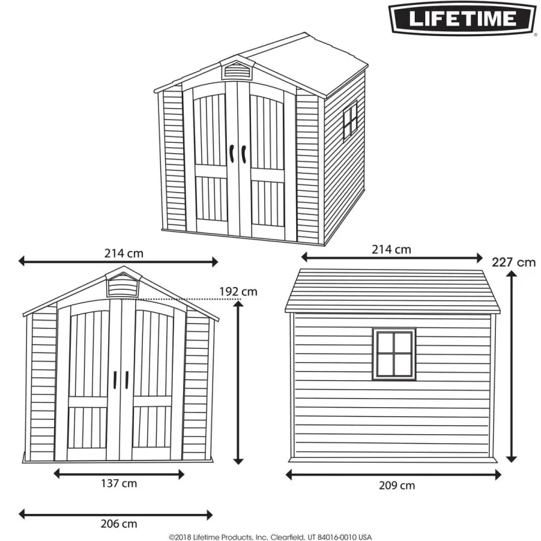 Lifetime Gartenhaus Fox Lichtgrau B/H/L: ca. 215x227x213 cm