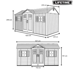 Lifetime Gerätehaus Castle hellgrau B/H/L: ca. 457,2x243,84x238,76 cm