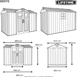 Lifetime Gerätehaus Ohio grau B/H/L: ca. 283,5x264,4x214,1 cm