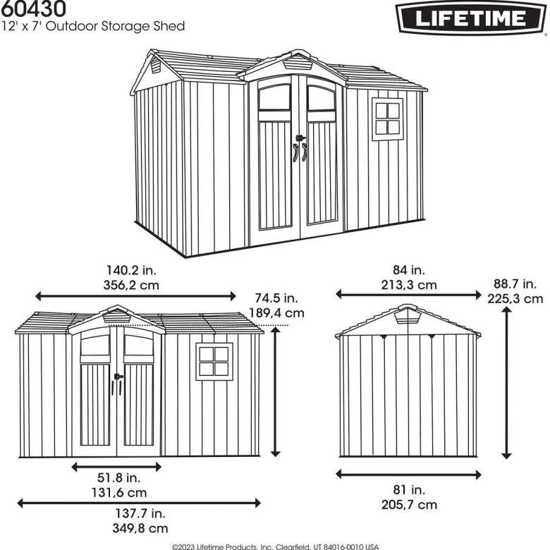 Lifetime Gerätehaus Pluto grau B/H/L: ca. 356,2x225,3x213,3 cm