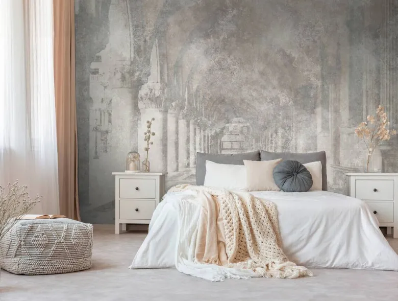 Livingwalls Fototapete Arkaden grau beige B/L: ca. 280x371 cm