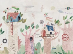 Livingwalls Fototapete Baumhäuser beige bunt braun B/L: ca. 280x371 cm