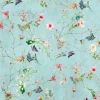 Livingwalls Fototapete Blütenzweig türkis rosa grün B/L: ca. 280x159 cm