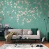 Livingwalls Fototapete Blütenzweig blau beige creme B/L: ca. 280x371 cm