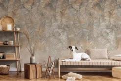 Livingwalls Fototapete Blätter braun beige creme B/L: ca. 280x159 cm
