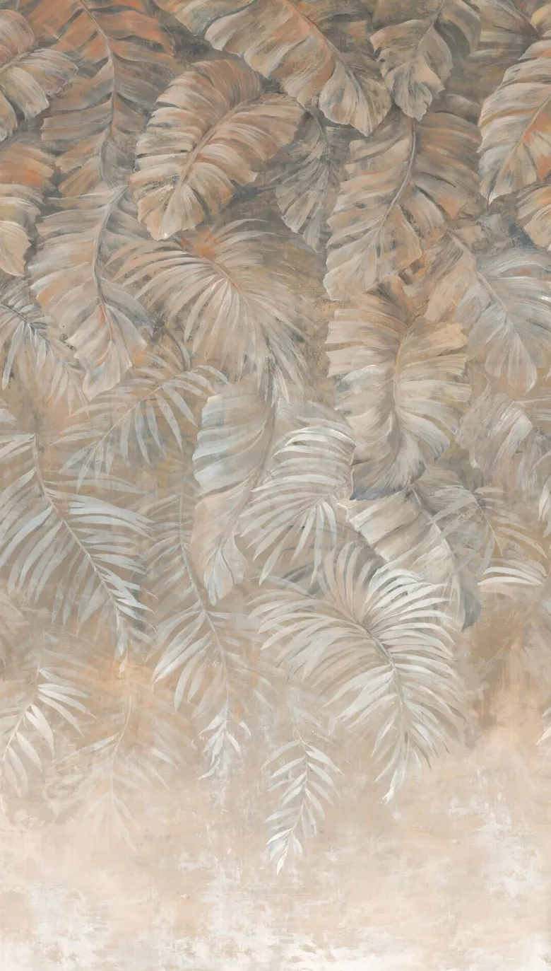 Livingwalls Fototapete Blätter braun beige creme B/L: ca. 280x159 cm