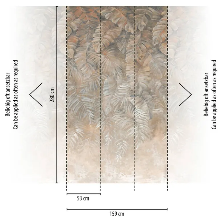 Livingwalls Fototapete Blätter braun beige creme B/L: ca. 280x159 cm