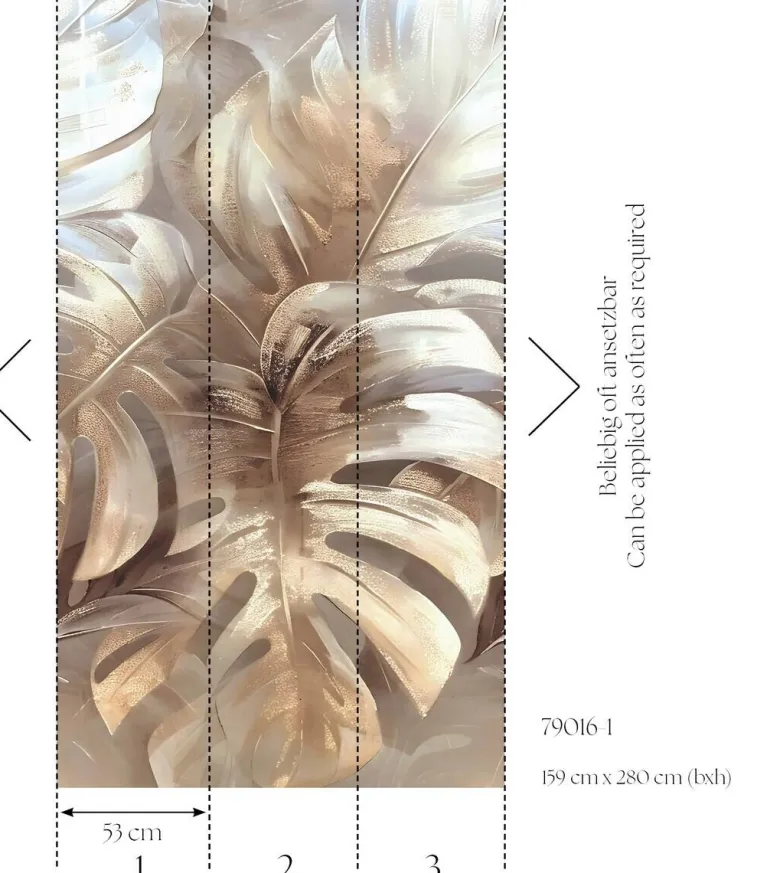 Livingwalls Fototapete Blätter creme beige B/L: ca. 280x159 cm metallic