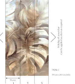 Livingwalls Fototapete Blätter creme beige B/L: ca. 280x159 cm metallic