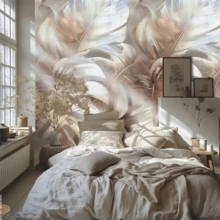 Livingwalls Fototapete Blätter creme beige B/L: ca. 280x159 cm metallic
