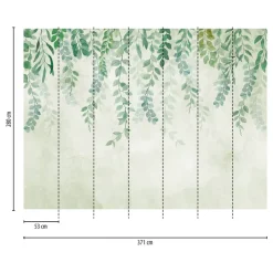 Livingwalls Fototapete Blätter creme blau grün B/L: ca. 280x371 cm