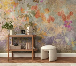 Livingwalls Fototapete Blumen orange lila bunt B/L: ca. 280x371 cm