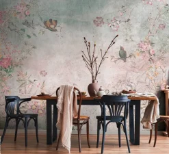 Livingwalls Fototapete Blumen bunt grau blau B/L: ca. 280x371 cm