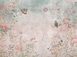 Livingwalls Fototapete Blumen bunt grau blau B/L: ca. 280x371 cm