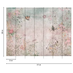 Livingwalls Fototapete Blumen bunt grau blau B/L: ca. 280x371 cm