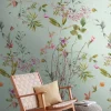 Livingwalls Fototapete Blumen blau rosa grün B/L: ca. 280x159 cm