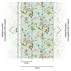 Livingwalls Fototapete Blumen blau rosa grün B/L: ca. 280x159 cm