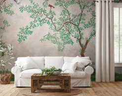 Livingwalls Fototapete Bäume grün braun beige B/L: ca. 280x371 cm