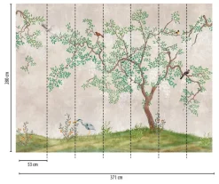 Livingwalls Fototapete Bäume grün braun beige B/L: ca. 280x371 cm