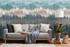 Livingwalls Fototapete Bäume blau braun beige B/L: ca. 280x159 cm