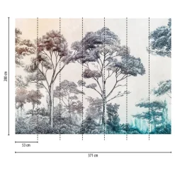 Livingwalls Fototapete Bäume blau bunt creme B/L: ca. 280x371 cm