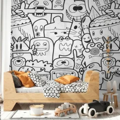 Livingwalls Fototapete Comic-Stil weiß schwarz B/L: ca. 280x159 cm