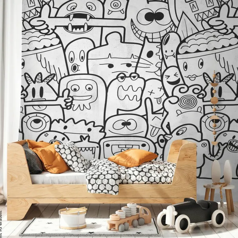 Livingwalls Fototapete Comic-Stil weiß schwarz B/L: ca. 280x159 cm