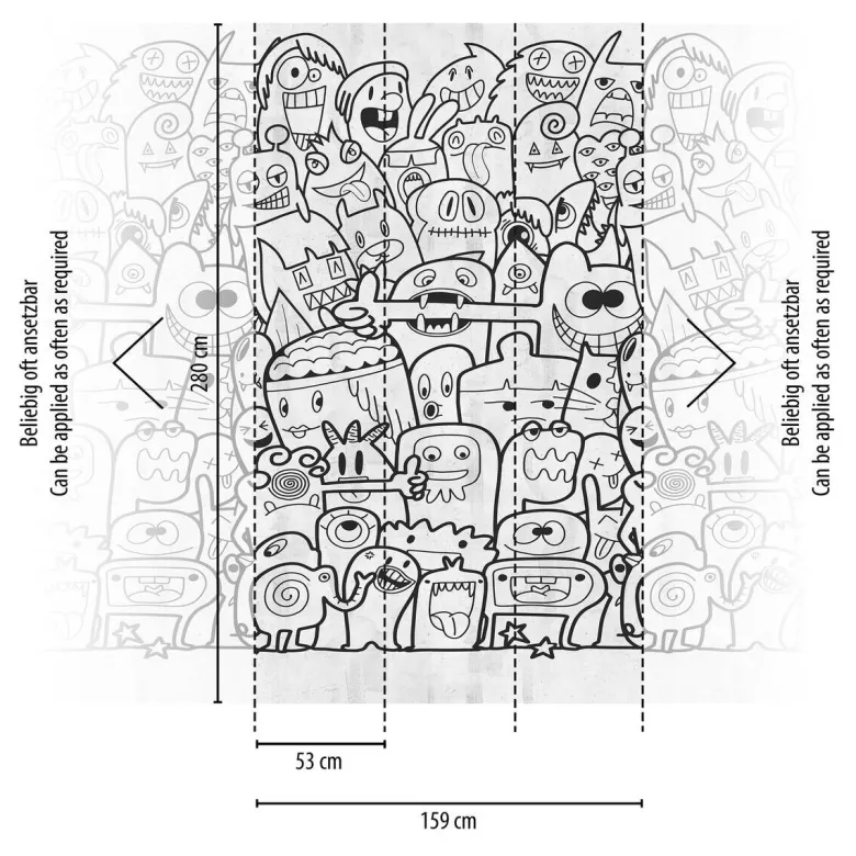 Livingwalls Fototapete Comic-Stil weiß schwarz B/L: ca. 280x159 cm