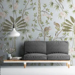 Livingwalls Fototapete Dschungel grün türkis grau B/L: ca. 280x159 cm