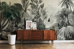 Livingwalls Fototapete Dschungel schwarz grau beige B/L: ca. 280x371 cm