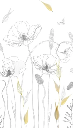 Livingwalls Fototapete Floral gelb schwarz weiß B/L: ca. 280x159 cm