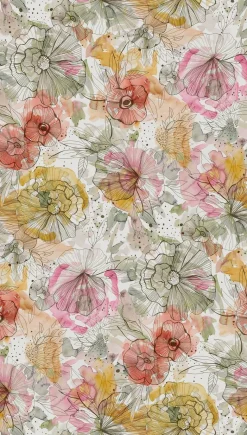 Livingwalls Fototapete Floral orange beige pink B/L: ca. 280x159 cm