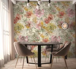 Livingwalls Fototapete Floral orange beige pink B/L: ca. 280x159 cm