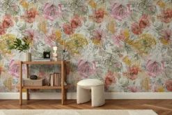 Livingwalls Fototapete Floral orange beige pink B/L: ca. 280x159 cm