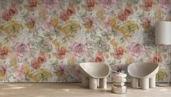 Livingwalls Fototapete Floral orange beige pink B/L: ca. 280x159 cm