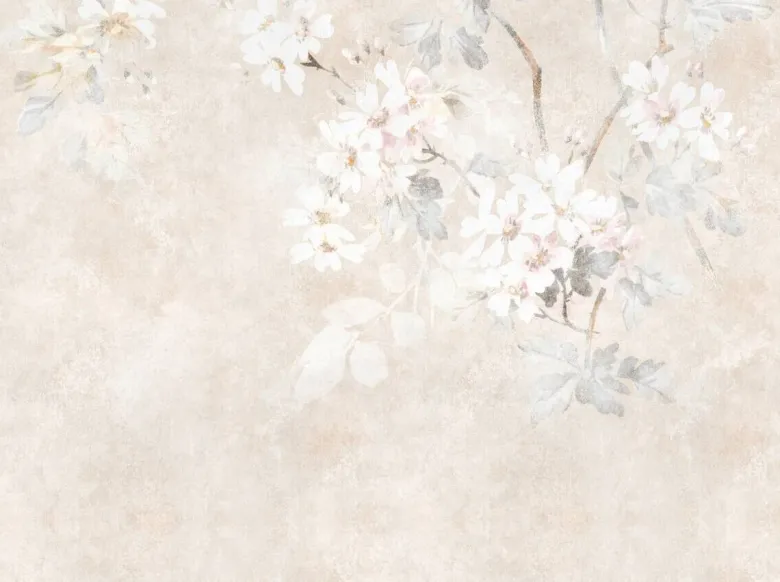 Livingwalls Fototapete Floral grau beige creme B/L: ca. 280x371 cm