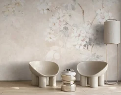 Livingwalls Fototapete Floral grau beige creme B/L: ca. 280x371 cm