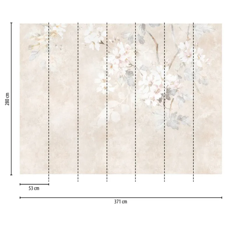Livingwalls Fototapete Floral grau beige creme B/L: ca. 280x371 cm