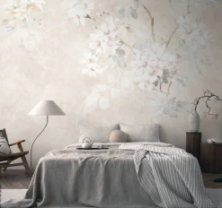 Livingwalls Fototapete Floral grau beige creme B/L: ca. 280x371 cm