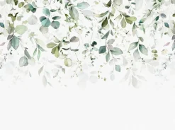Livingwalls Fototapete Floral blau grün weiß B/L: ca. 280x371 cm