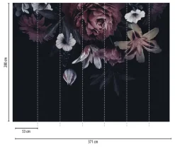 Livingwalls Fototapete Floral rot weiß schwarz B/L: ca. 280x371 cm
