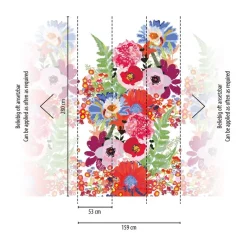 Livingwalls Fototapete Floral rot bunt weiß B/L: ca. 280x159 cm