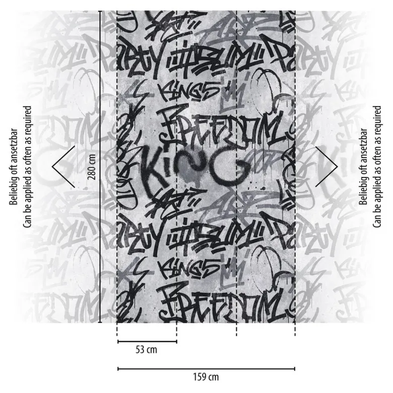Livingwalls Fototapete Graffiti schwarz grau B/L: ca. 280x159 cm