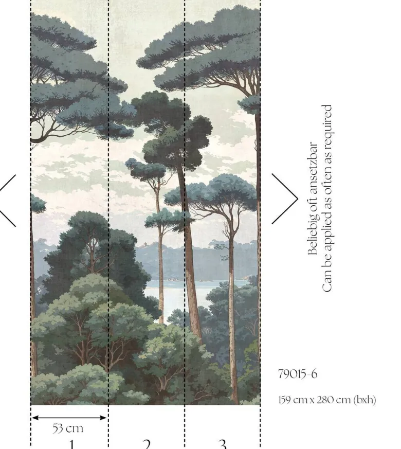 Livingwalls Fototapete Landschaft grün weiß creme B/L: ca. 280x159 cm