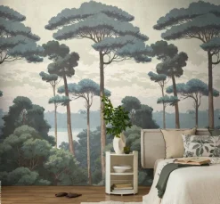 Livingwalls Fototapete Landschaft grün weiß creme B/L: ca. 280x159 cm