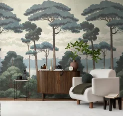 Livingwalls Fototapete Landschaft grün weiß creme B/L: ca. 280x159 cm