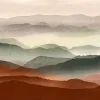 Livingwalls Fototapete Landschaft violett rot grün B/L: ca. 280x371 cm