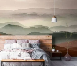 Livingwalls Fototapete Landschaft violett rot grün B/L: ca. 280x371 cm