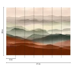Livingwalls Fototapete Landschaft violett rot grün B/L: ca. 280x371 cm