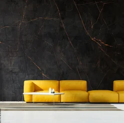 Livingwalls Fototapete Marmoroptik orange schwarz B/L: ca. 280x371 cm
